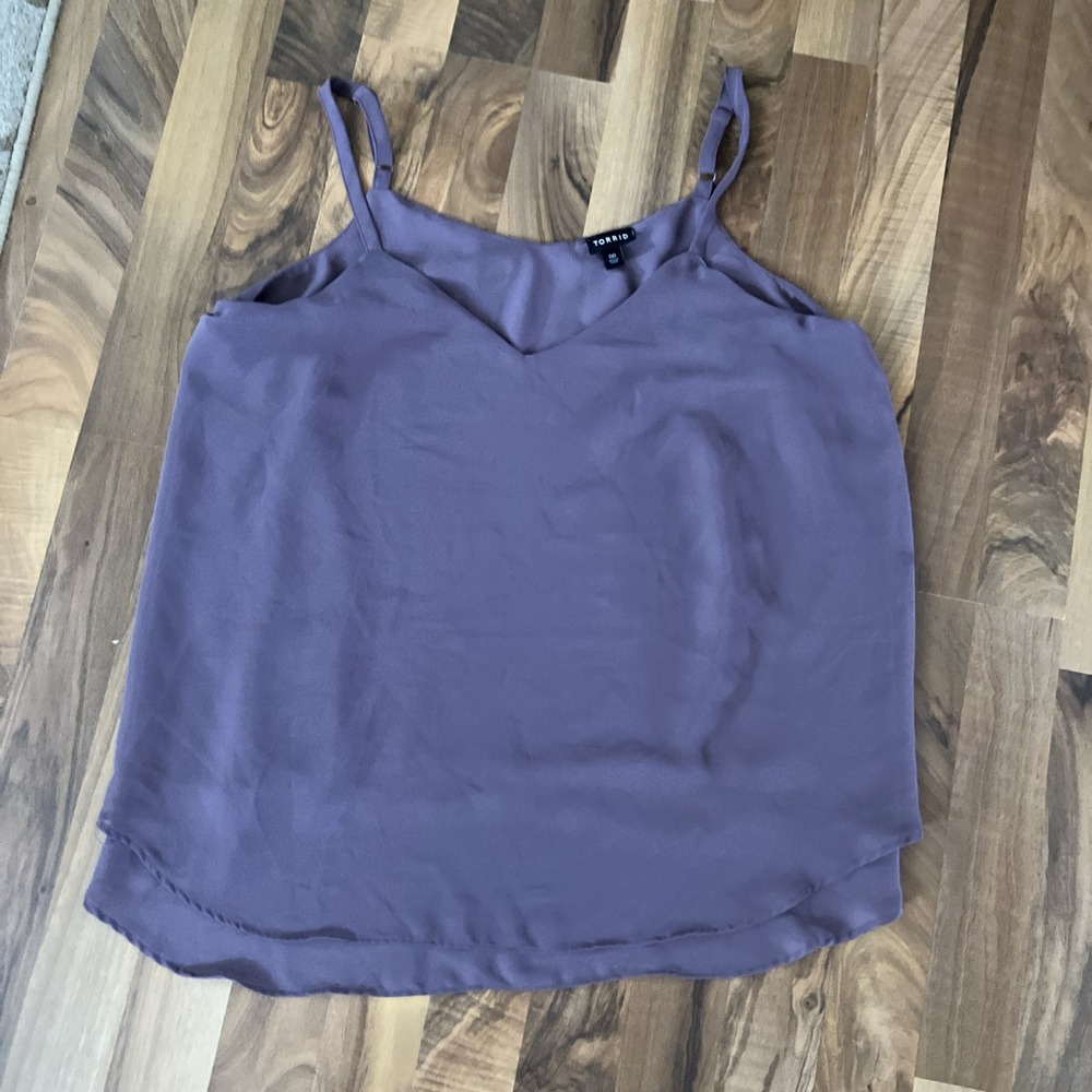 Torrid Camisole sz 00 Purple Layered Chiffon V-Neck Old Money Minimalist Loose